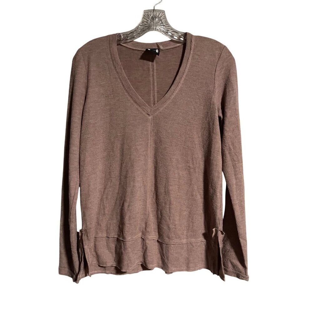 H By Bordeaux Womens V Neck Lightweight Knit Sweater Long Sleeve Size S Mauve